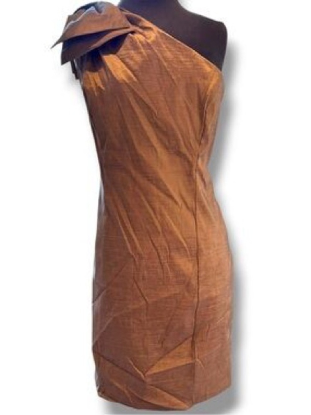 S.L Fashions - One-Shoulder Brown Cocktail Dress
